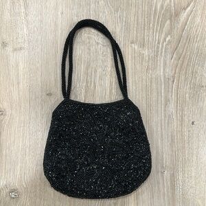La Regale Black Beaded Clutch small purse